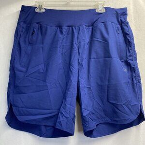 MAROAUT Zippered Side Pockets Athletic Running Lined Shorts Women XXL Blue New